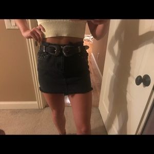 American threads black denim skirt